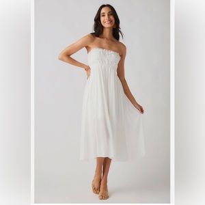 Promesa white lace trim strapless dress/skirt